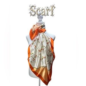 Orange and White Floral Wrap Scarf